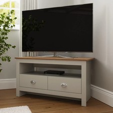 Grey Corner TV Stand 2 Drawer